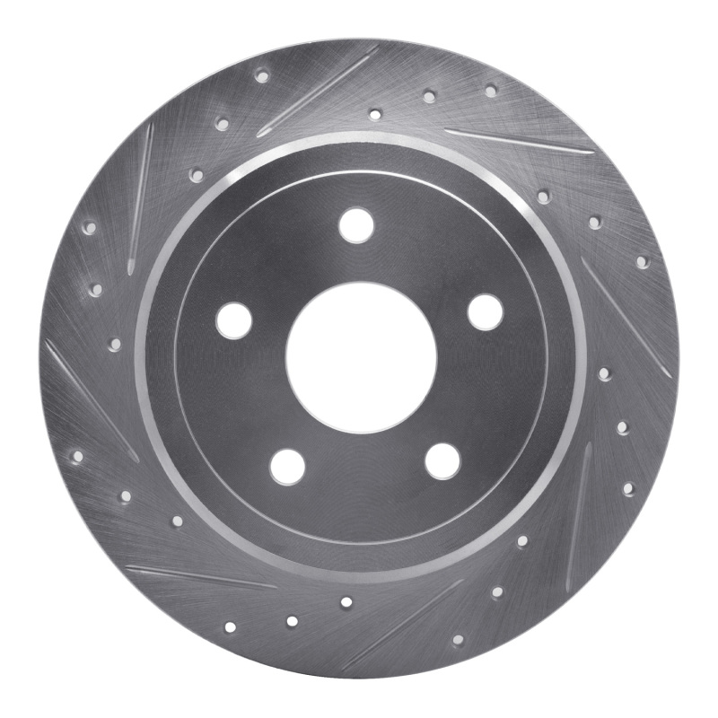 Jeep Commander Brake Rotor (1) - Rear Left - R1 Concepts - Drilled & Slotted - Silver - `05-`10